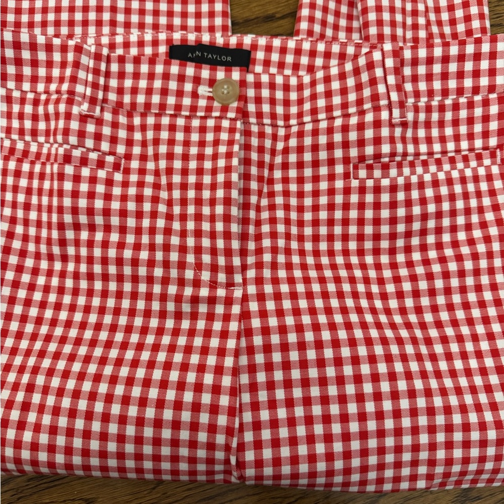 Ann Taylor Red and White Gingham Pants